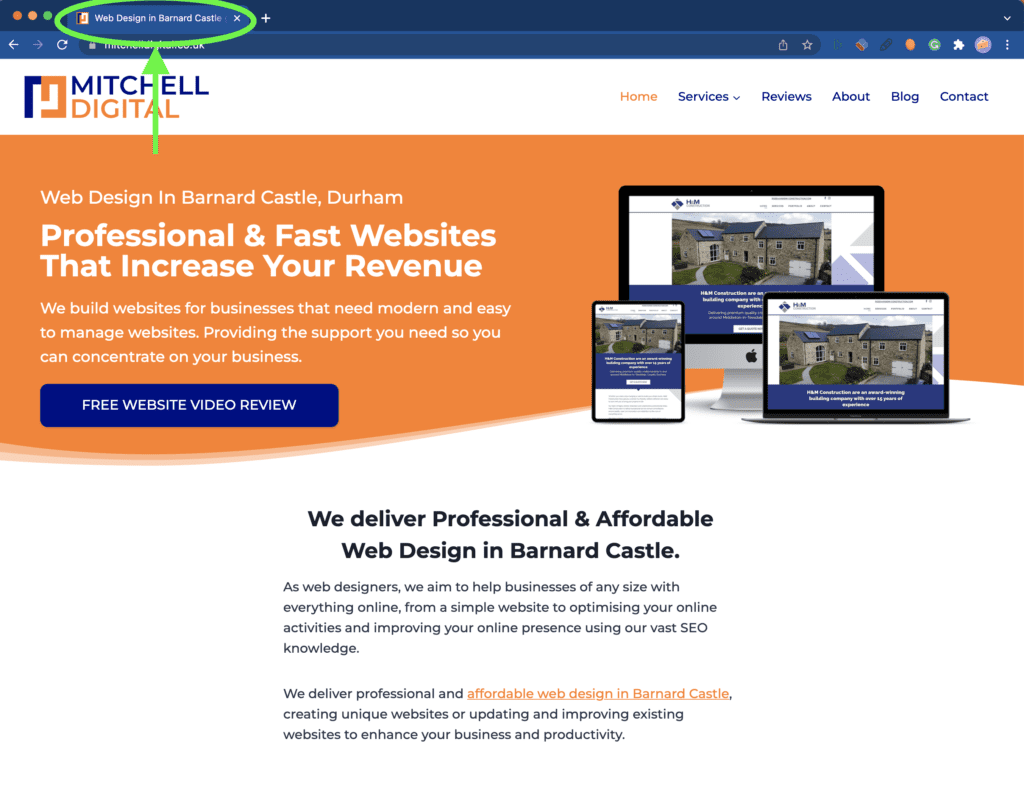 Locating your website page title to help improve search rankings.